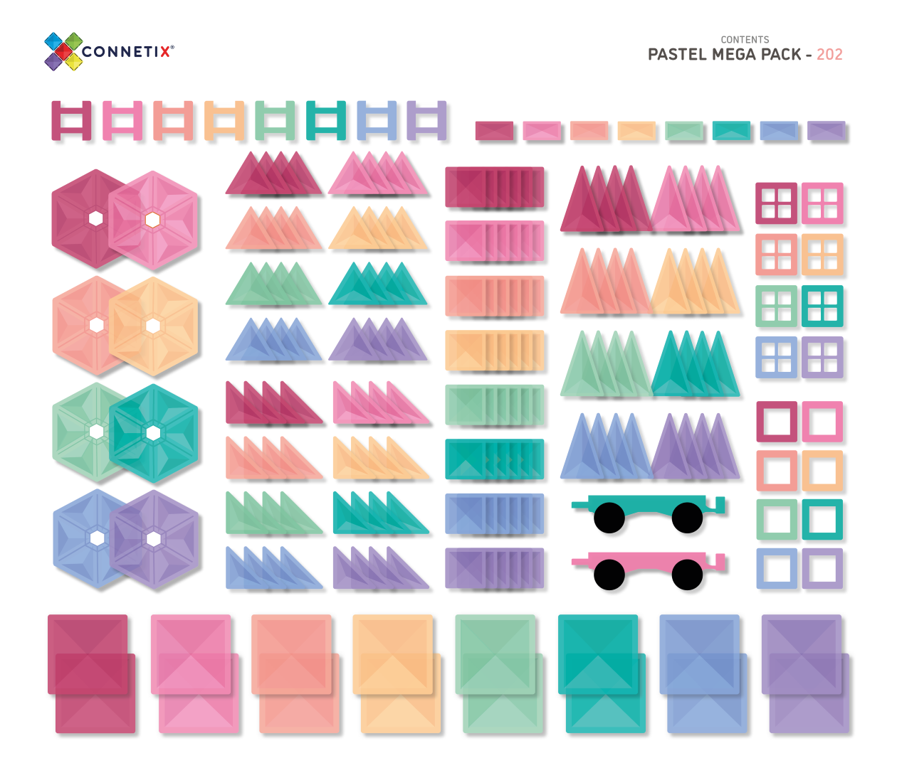 Connetix Pastel Mega Pack 202 pezzi costruzioni magnetiche
