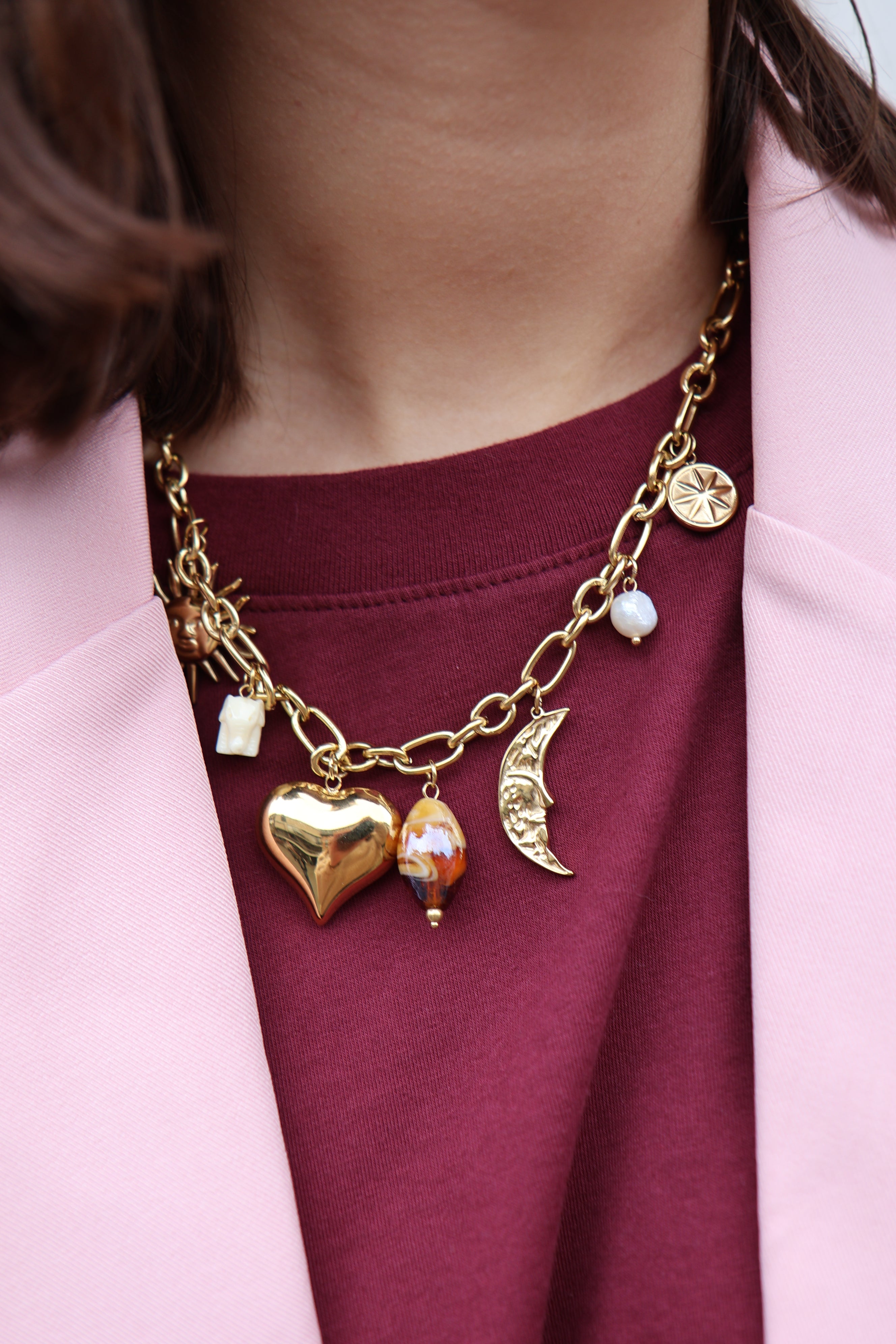 Ella and Rapha Charm Lucky Elephant collana oro acciaio