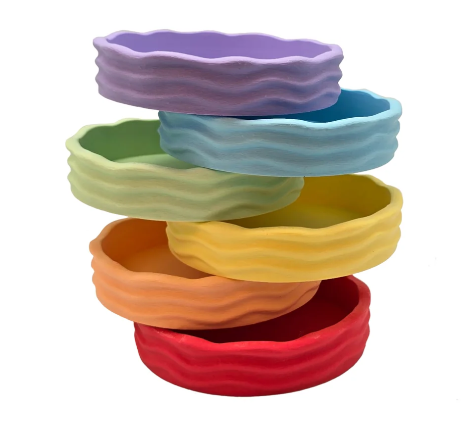 Grennn Onda Arcobaleno Pastello ciotole sensoriali 6 pezzi bio