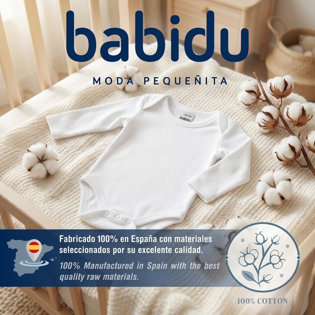 Babidu Body manica lunga collo americano bianco 9-12 mesi cotone