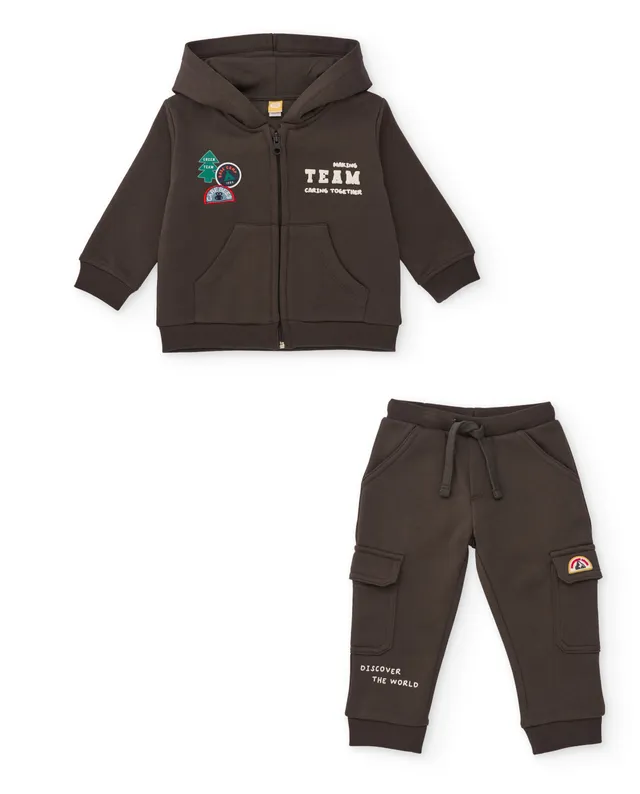 Tuc Tuc tuta bambino pile marrone cappuccio zip