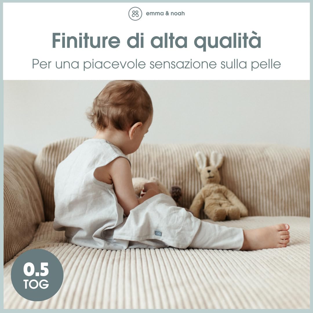 emma & noah Essential sacco nanna piedi lino grigio 5 anni