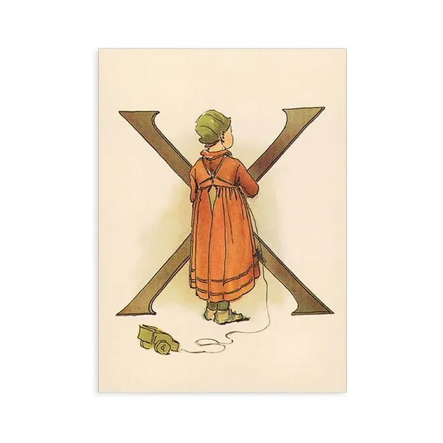 Alfabeto fiorito Ottilia Adelborg cartolina lettera X fiori