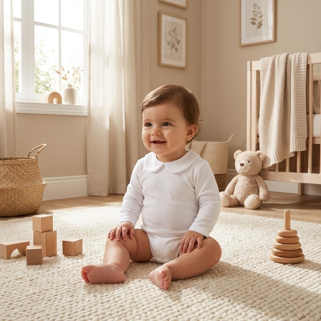 Babidu Body Neonato Manica Lunga Cotone Collo Elegante