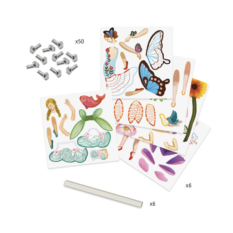 Djeco Fate marionette di carta set creativo 6 pezzi dai 6 anni