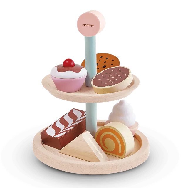 PlanToys Bakery Stand Set pasticceria legno 9 pezzi simbolico