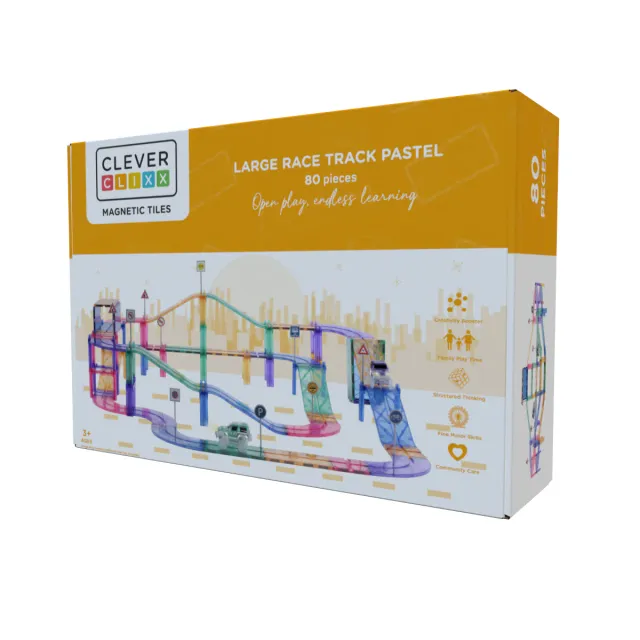 Cleverclixx Race Track Pastel pista magnetica 80 pezzi