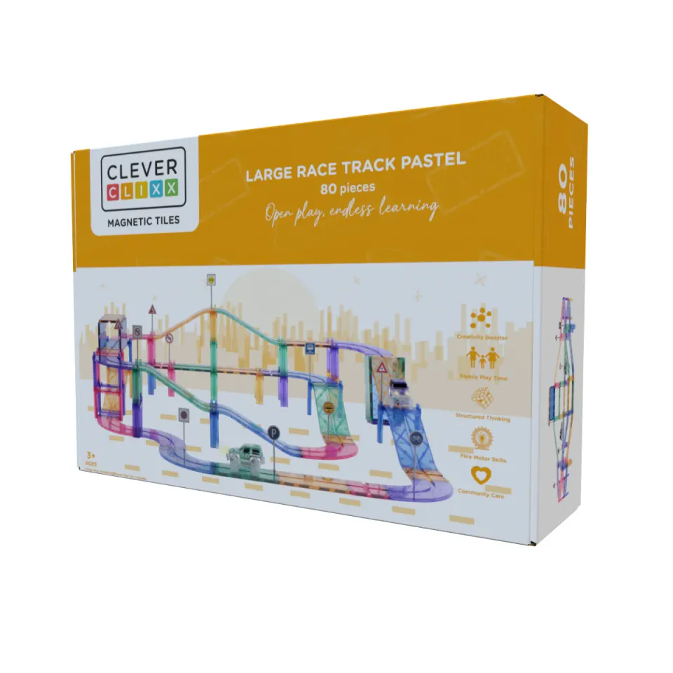 Cleverclixx Race Track Pastel pista magnetica 80 pezzi