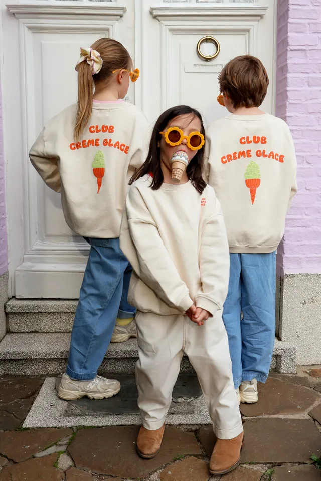 Ella and Rapha Little Club Creme Glace felpa avorio bimbi