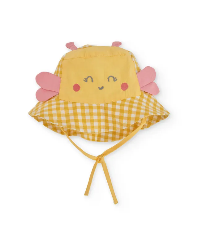 Tuc Tuc cappello sole bimba giallo quadretti farfalla