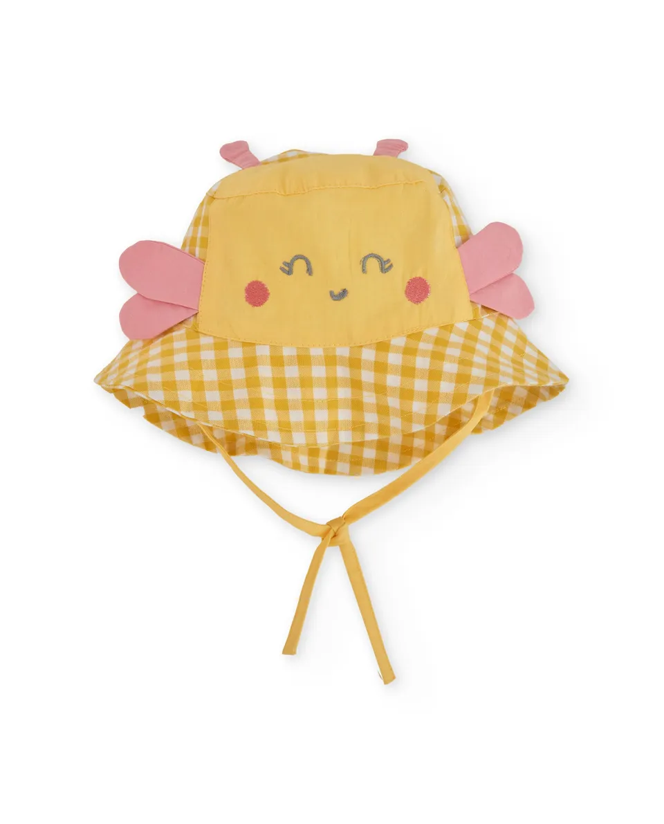 Tuc Tuc cappello sole bimba giallo quadretti farfalla