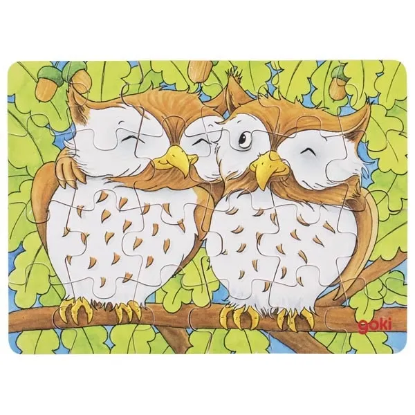 Goki Mini puzzle legno gufi 24 pezzi animali bosco