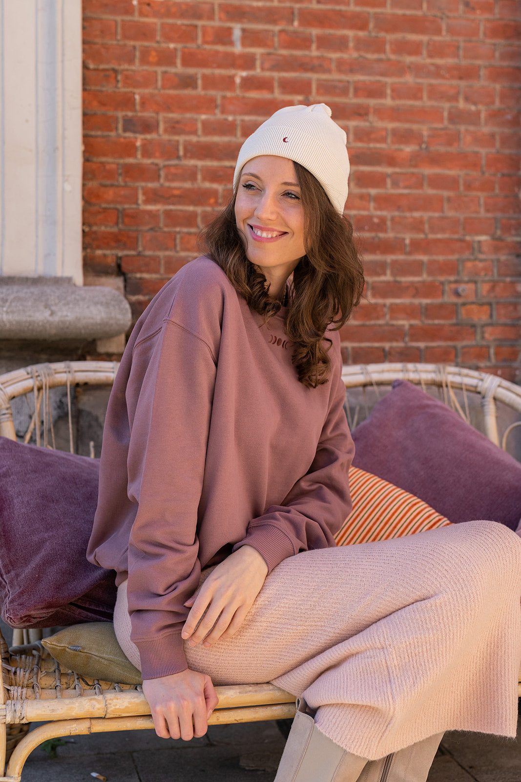Ella and Rapha Montblanc Moon berretto beige cotone