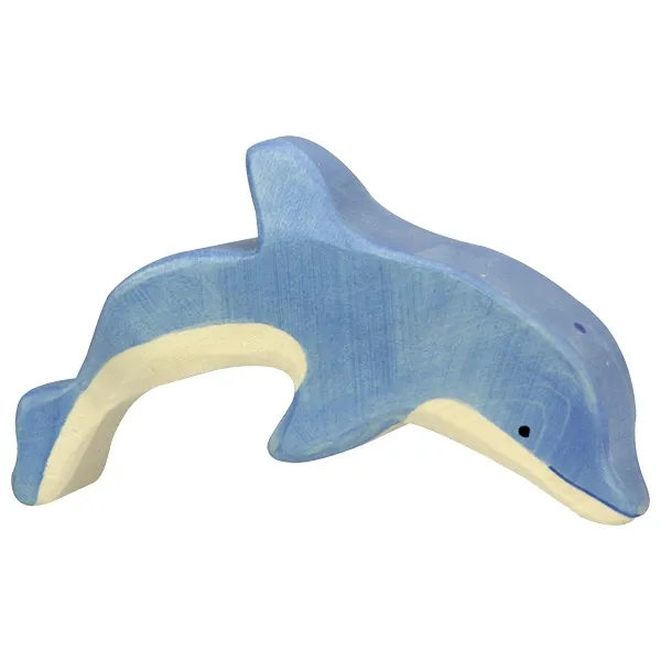 Holztiger Delfino che salta figura legno dipinta a mano