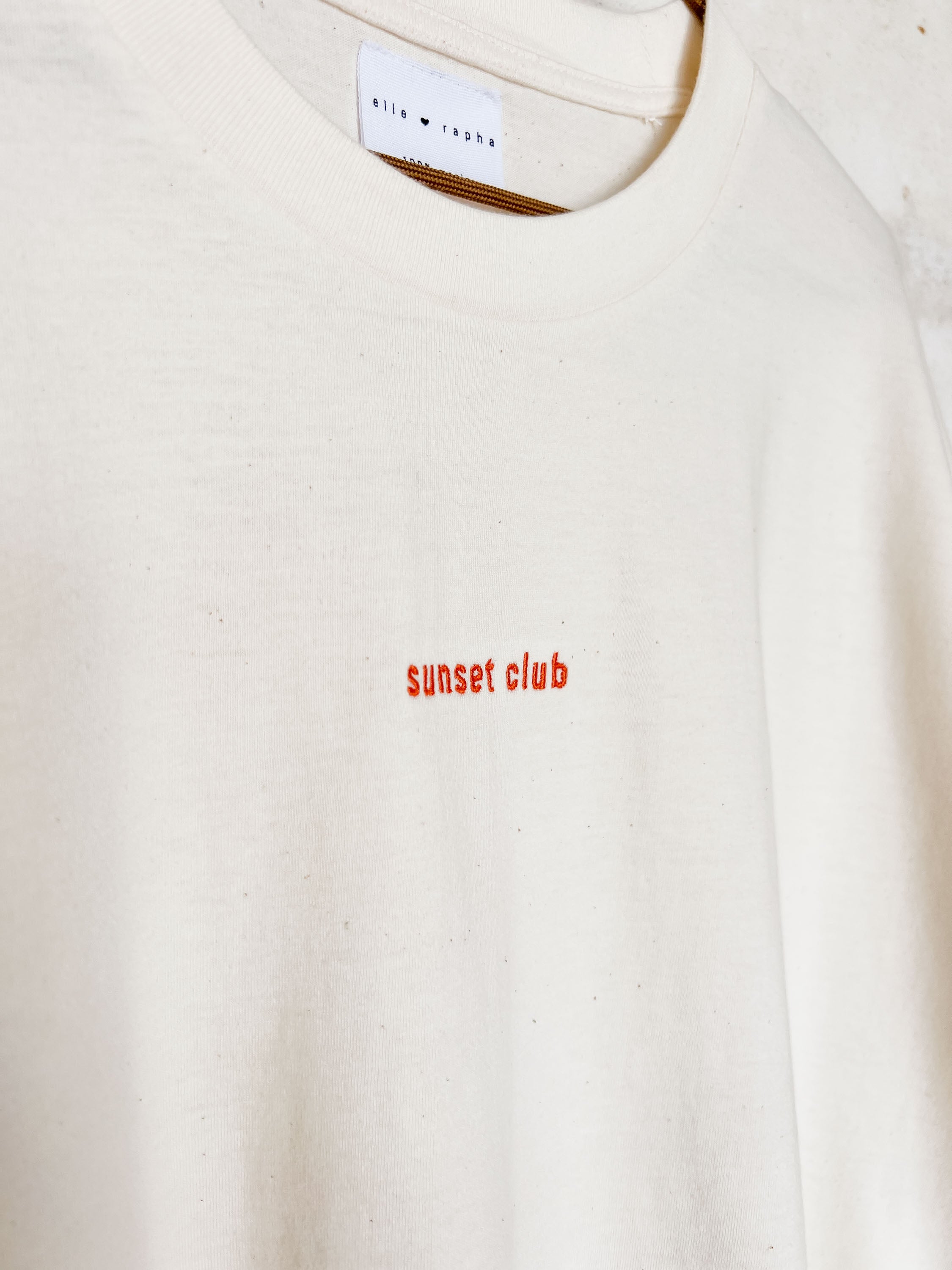 Ella and Rapha Sunset Club t-shirt donna bianco sporco cotone