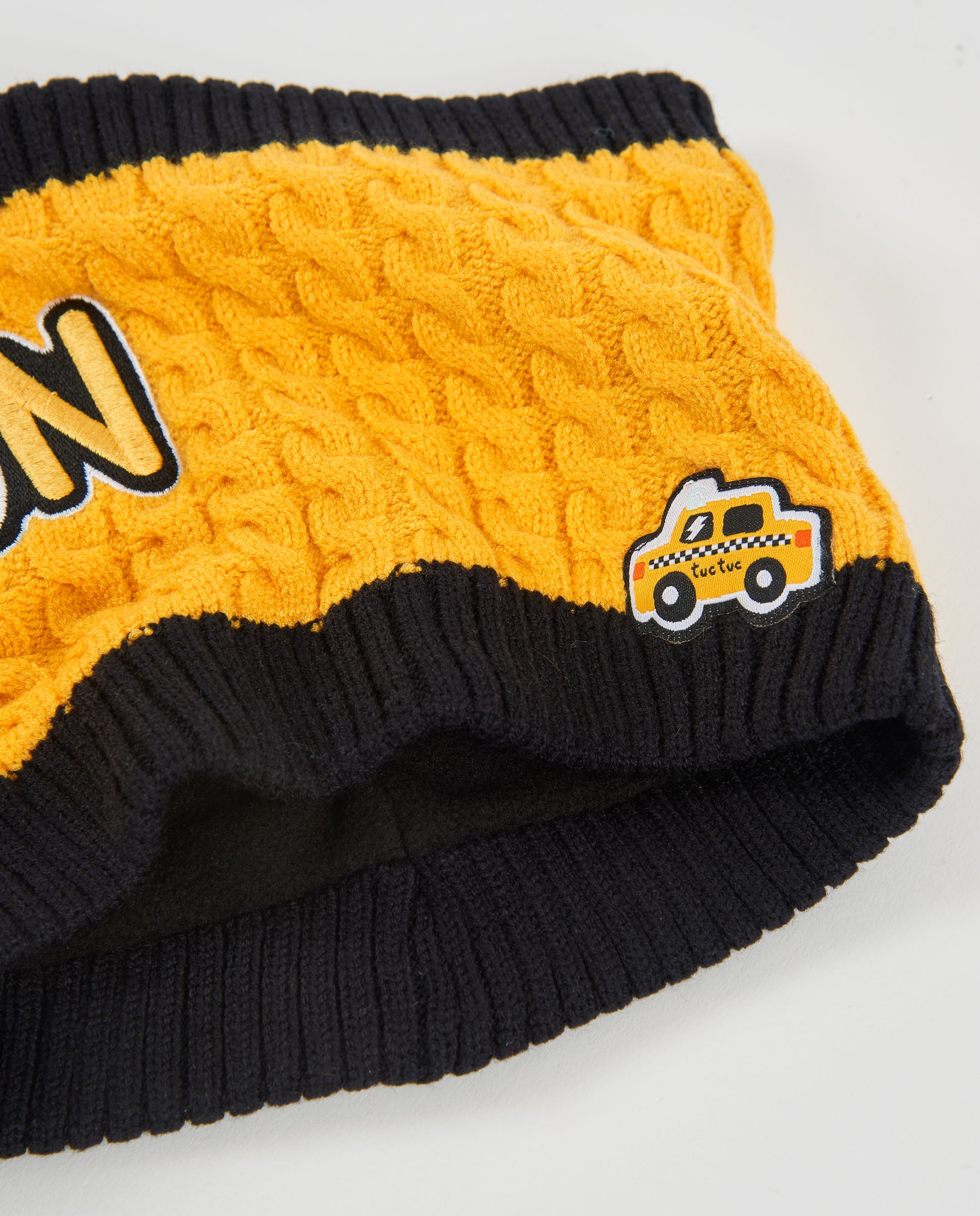 Tuc tuc NY Fun set bimbo giallo cappello scaldacollo