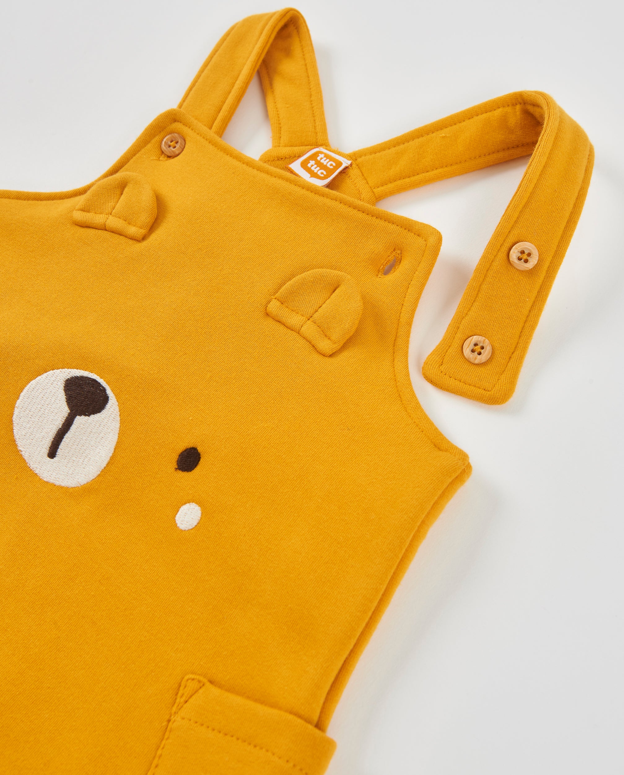 Tuc Tuc completo neonato senape con orso cotone morbido