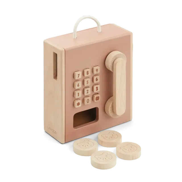 Liewood Rufus Coin Telephone rose telefono giocattolo legno