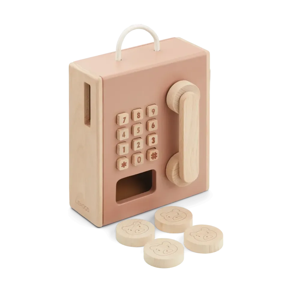 Liewood Rufus Coin Telephone rose telefono giocattolo legno