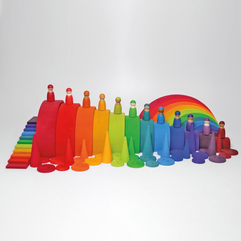 Grimm's 12 Amici Arcobaleno personaggi legno 6 cm