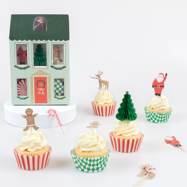 Meri Meri Natale set cupcake 24 topper e pirottini
