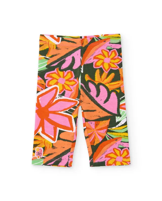Tuc Tuc leggings bambina arancione stampa fiori grandi