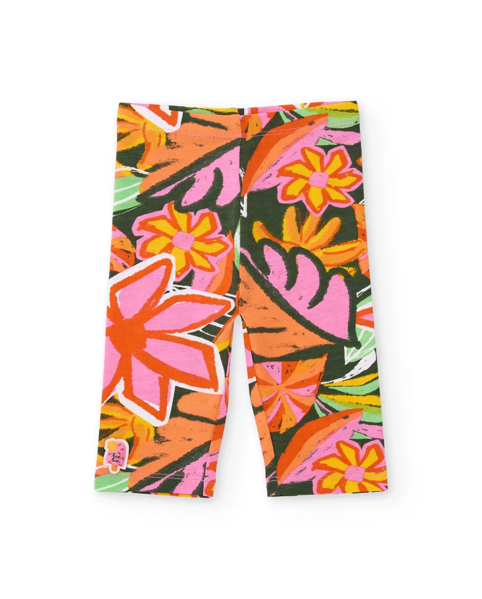 Tuc Tuc leggings bambina arancione stampa fiori grandi