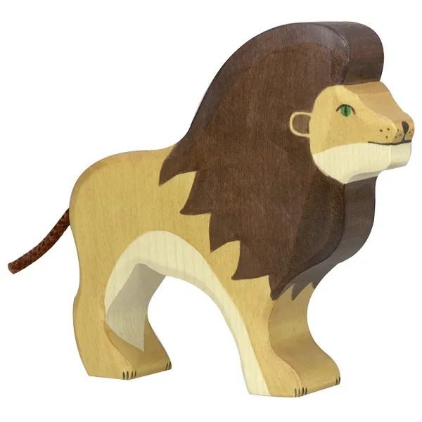 Holztiger Leone figura animale legno massello verniciato