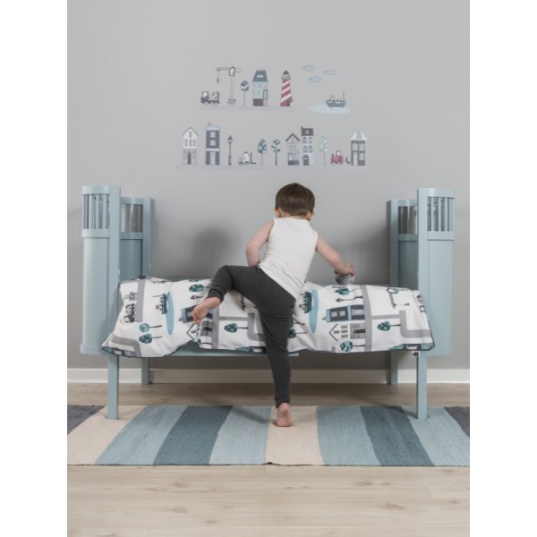 Sebra Village Boy Set Copripiumino Junior Cotone Organico