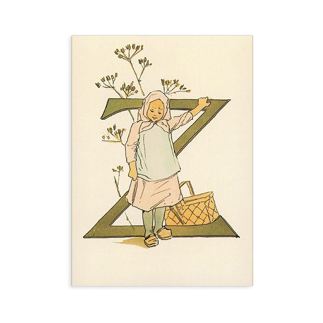 Ottilia Adelborg Alfabeto fiorito lettera Z cartolina 10,5x15