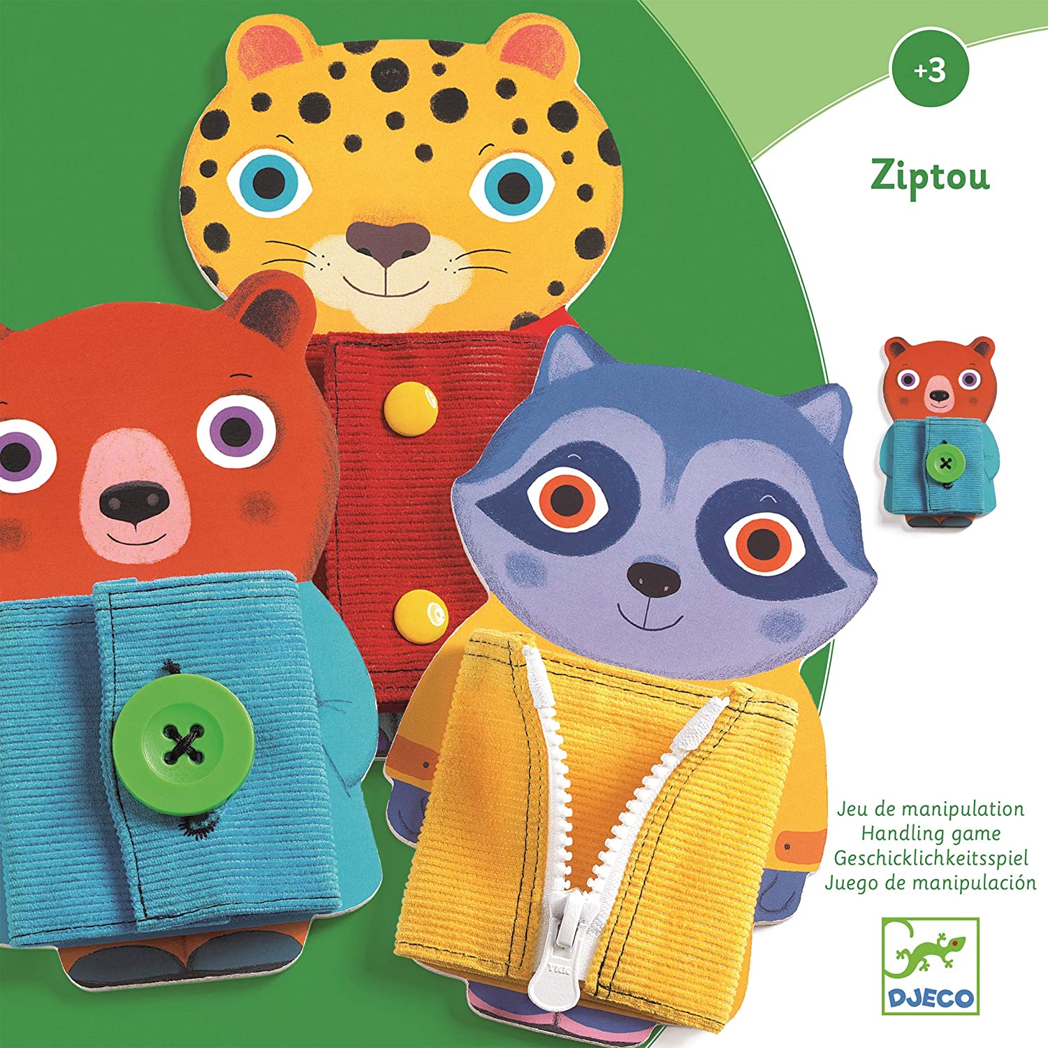 Djeco Ziptou Set Figure Allacciature Legno 16 cm