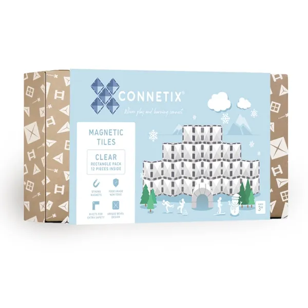 Connetix Clear Rectangle Pack 12 pezzi costruzioni magnetiche