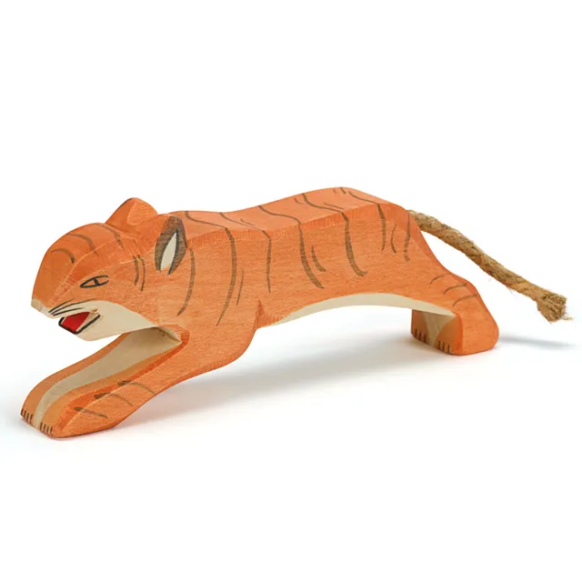 Ostheimer Tigre che Salta Figura in Legno Dipinta a Mano