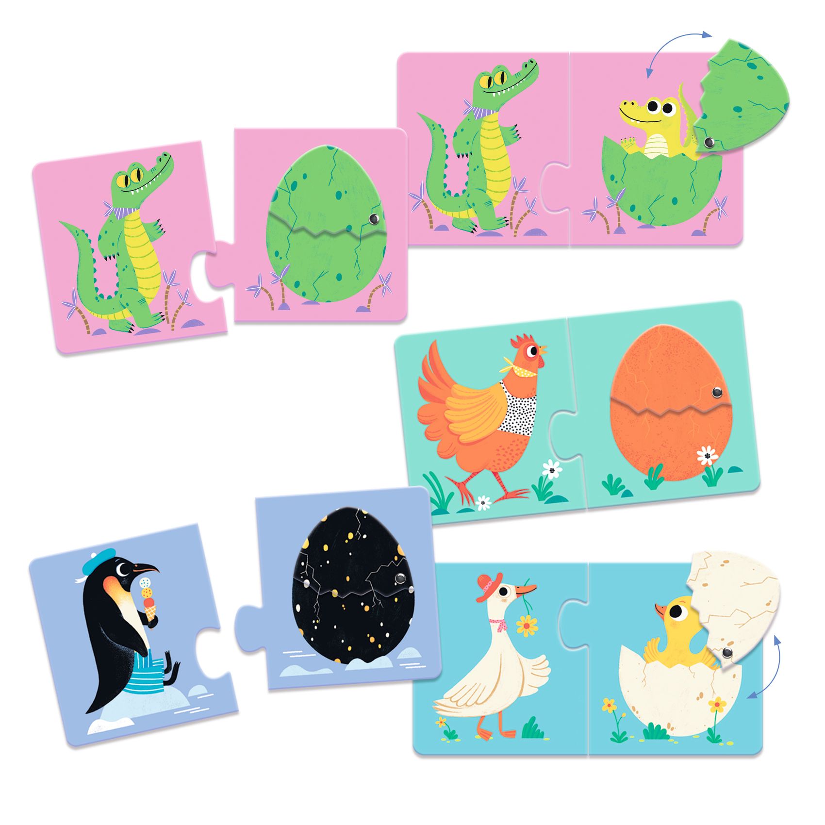Djeco Funny Eggs Duo puzzle uova animali dai 2 anni FSC