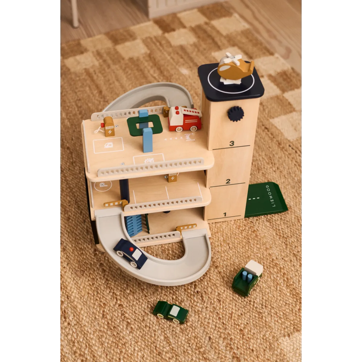 Liewood Jordy garage multipiano in legno con veicoli