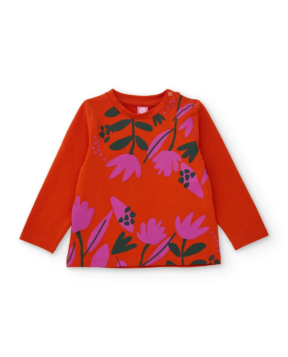 Tuc Tuc maglia bambina arancione fiori manica lunga