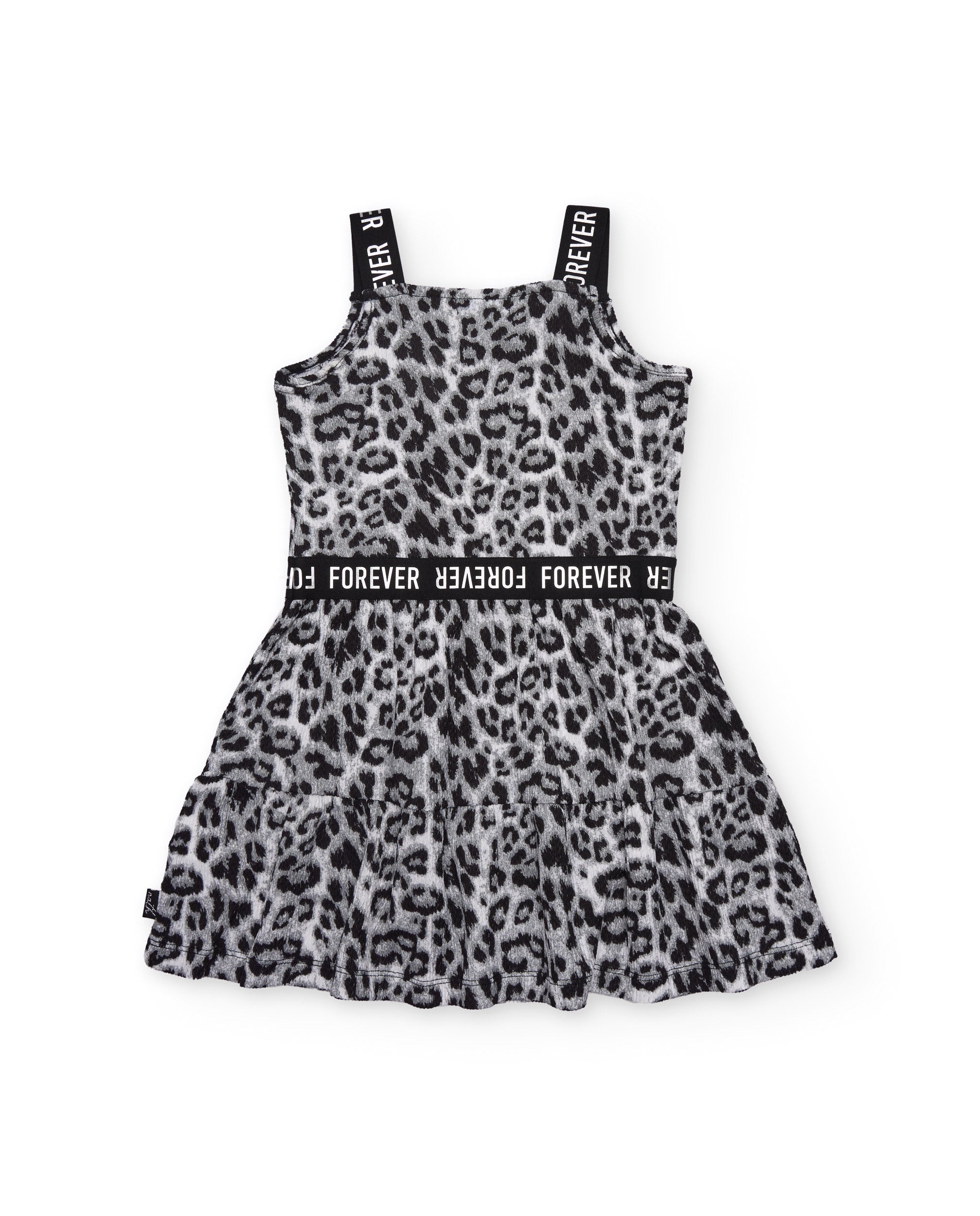 Tuc Tuc vestito bambina nero animalier bretelle elastiche