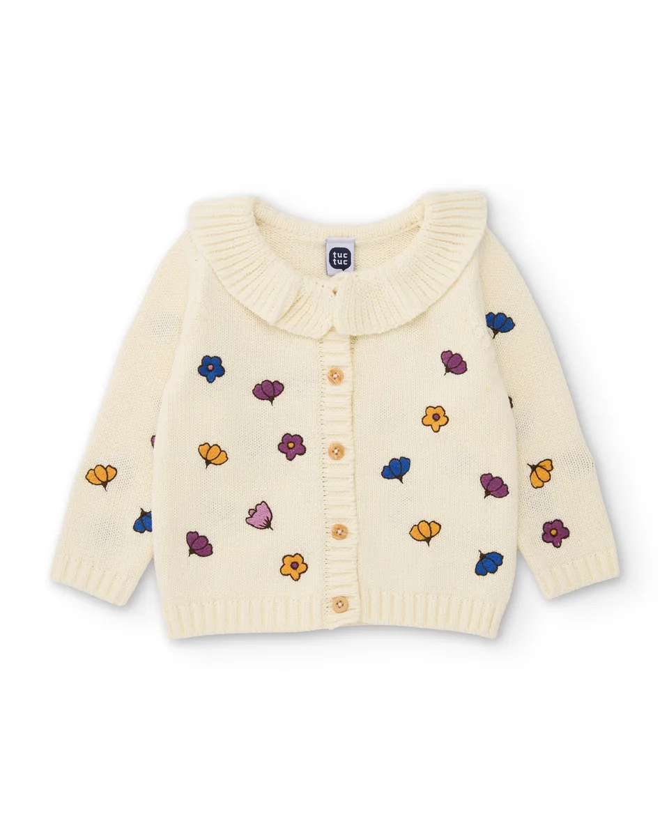 Tuc Tuc Magic Foxy cardigan neonata crudo fiori maglia