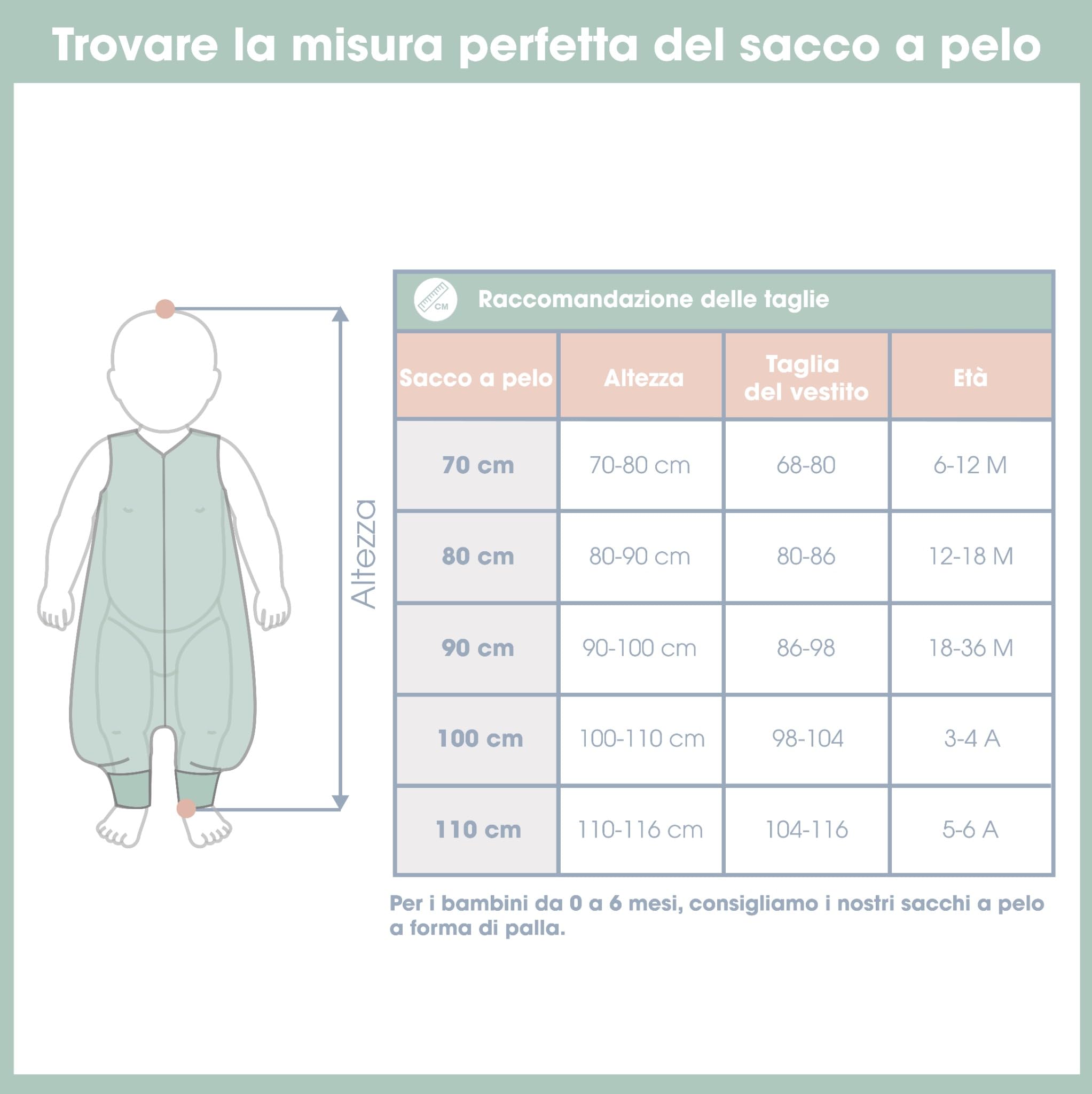 emma & noah punti menta sacco nanna con piedi 90 cm cotone bio