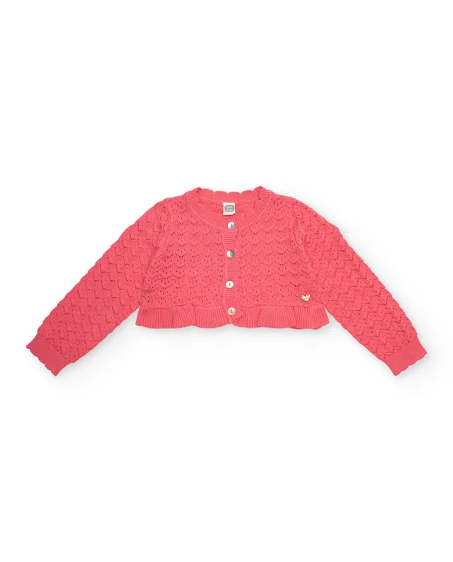 Tuc Tuc cardigan cropped bambina rosa traforato