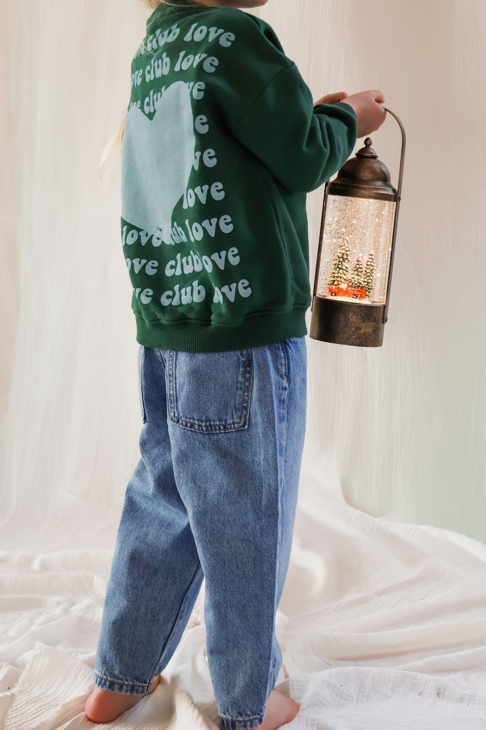 Ella and Rapha Club Love felpa verde bambina oversize