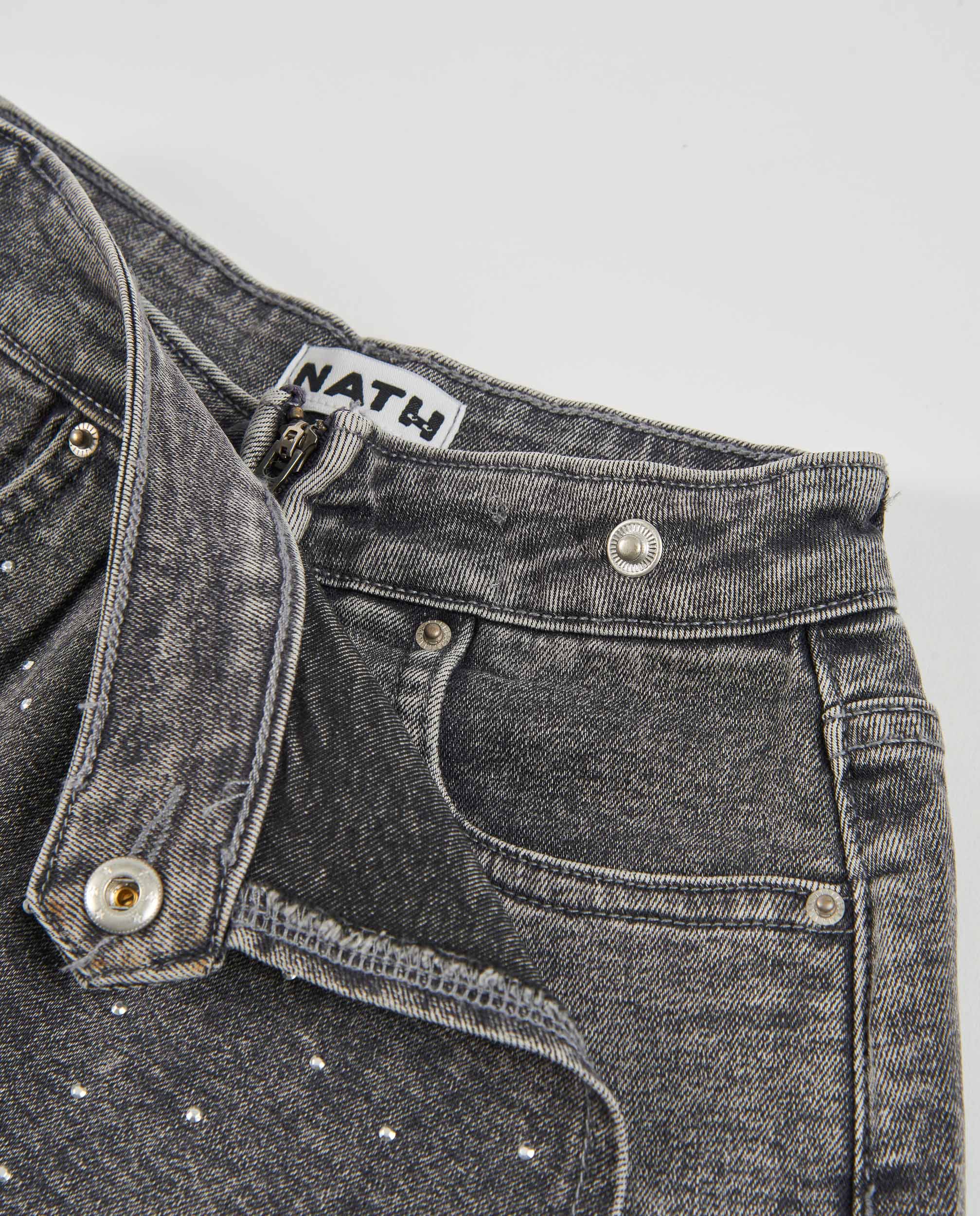Tuc Tuc Frozen Flowers gonna shorts denim grigia strass