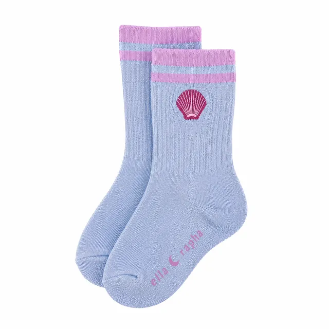 Ella and Rapha Sparkly Seashell calzini blu cotone