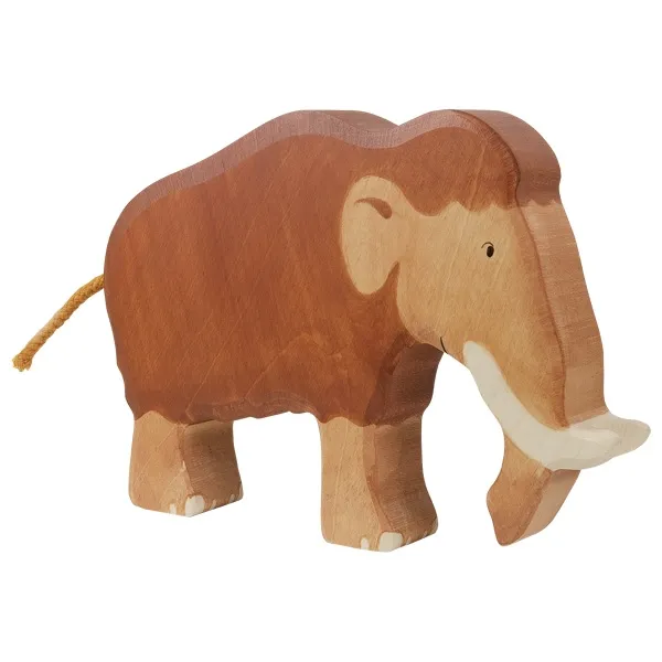 Holztiger Mammut figura legno massello dipinta a mano