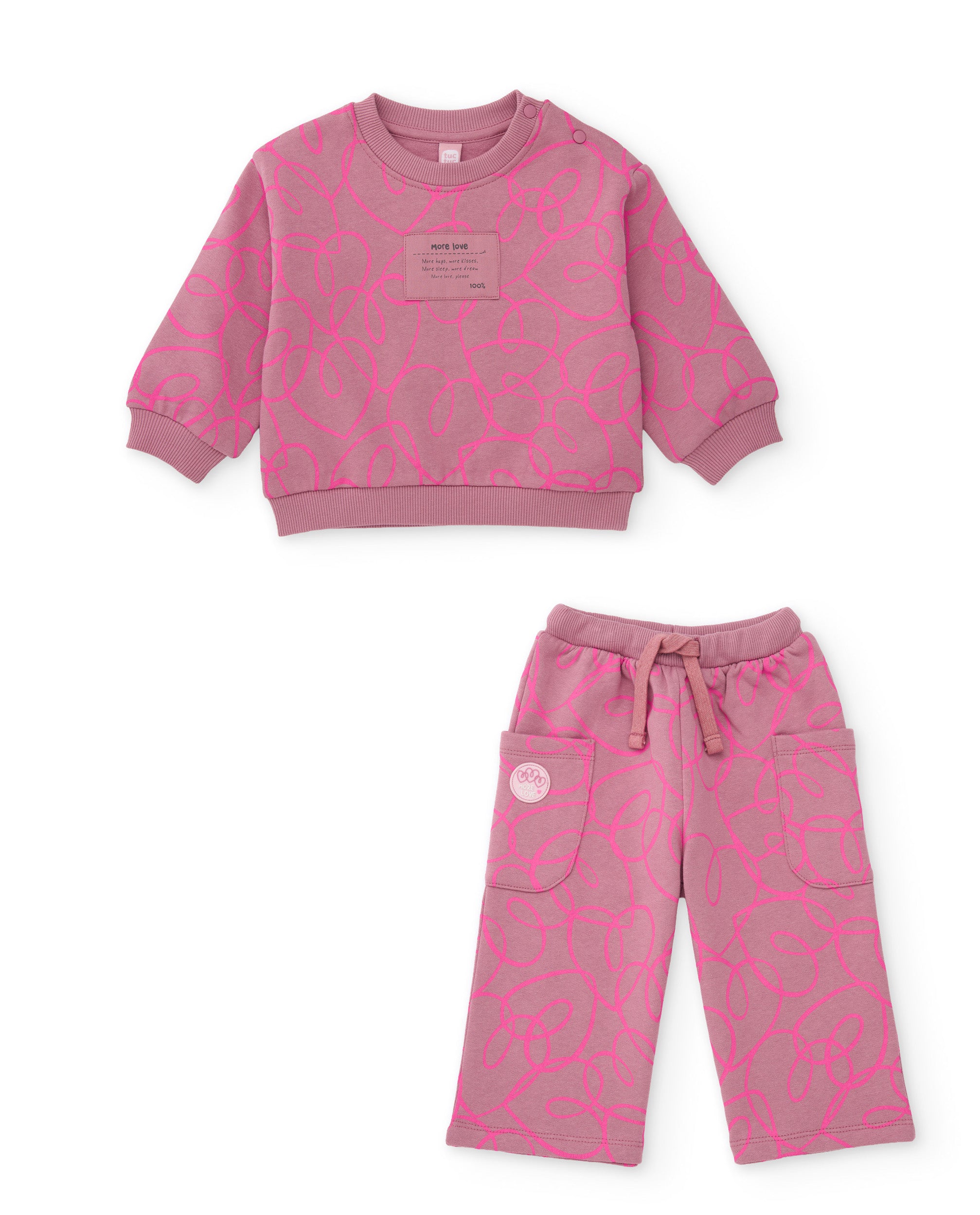 Tuc tuc tuta felpa bambina rosa con stampa