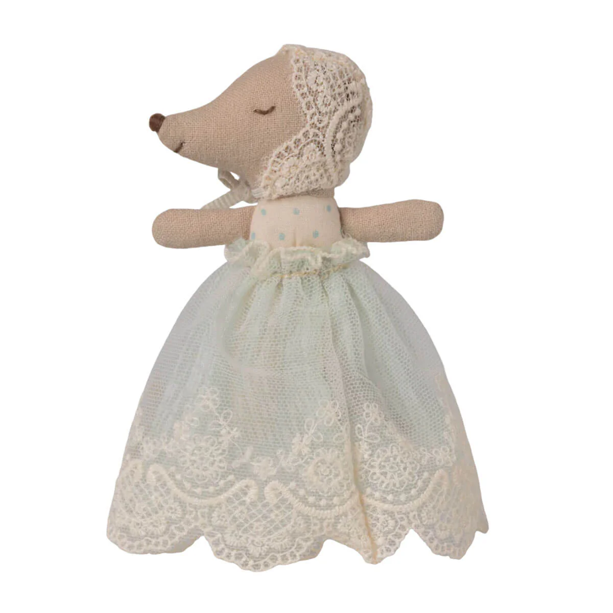 Maileg Topo bebè abiti cerimonia menta peluche 11 cm