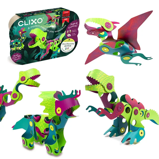 Clixo Dino Discovery Gioco Magnetico 22 Pezzi Dinosauri