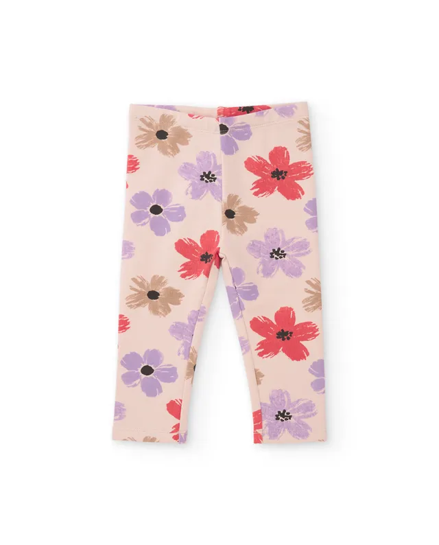 Tuc Tuc Leggings Bambina Felpati Beige a Fiori