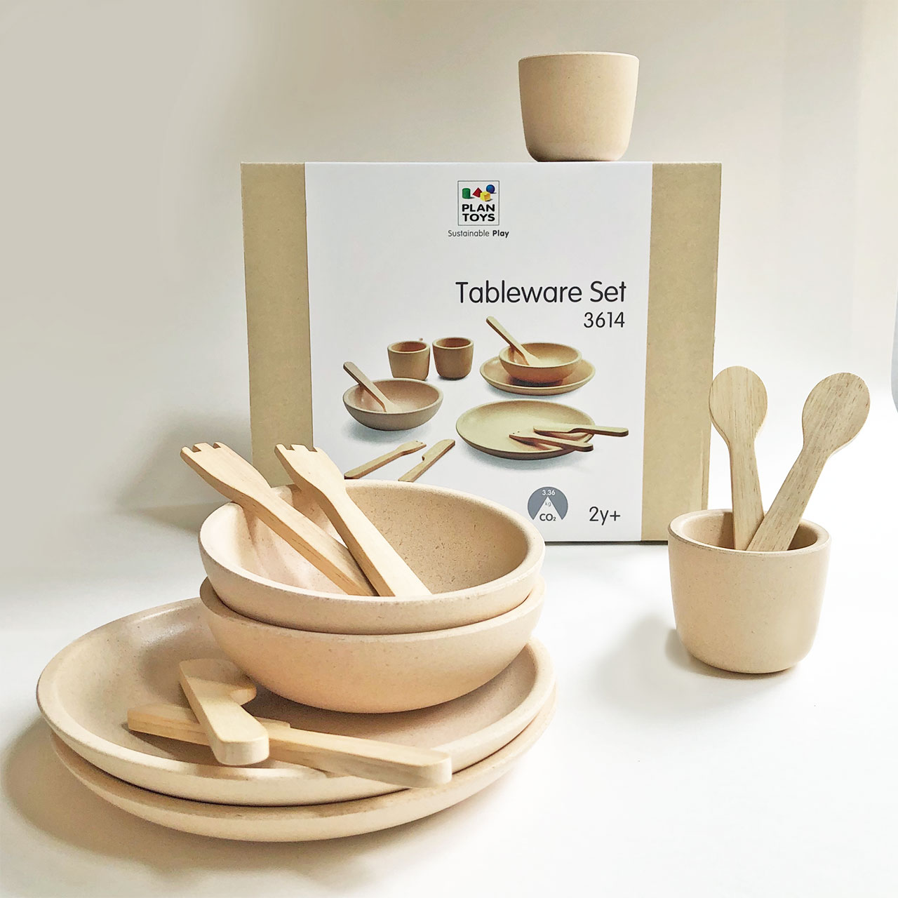 PlanToys Natural servizio tavola legno 14 pezzi