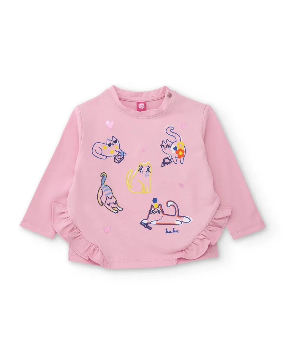 Tuc Tuc Meow Meow maglia bambina gatto rosa chiaro